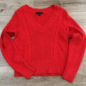 Banana Republic Vibrant Red V-Neck Sweater